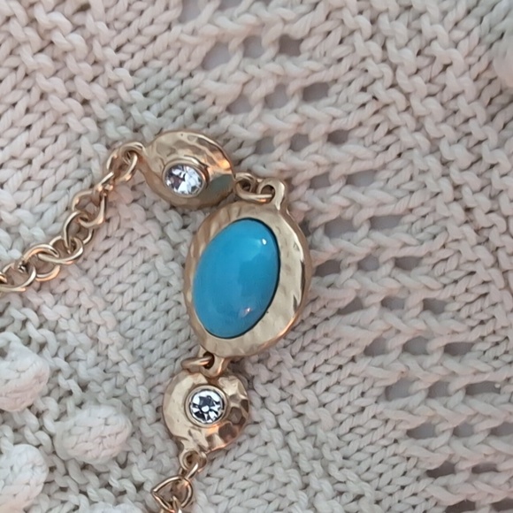 48" Kenneth Jay Lane Turquoise and Gold Necklace - Picture 5 of 5